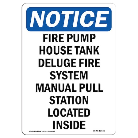 OSHA Notice Sign, Fire Pump House Tank Deluge Fire, 14in X 10in Decal